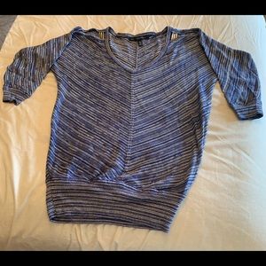 WHBM ColdShoulder Lightweight Blue/Silver Sweater